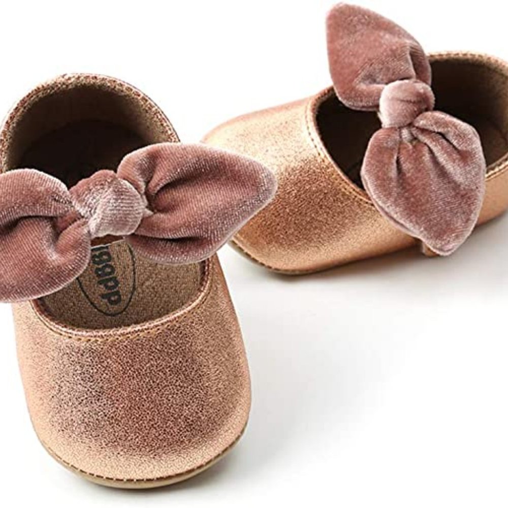 Rose Gold Velvet Girl Shoes Christmas Wedding Outfit New Year Flower Girl